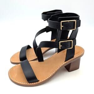 Zadig & Voltaire Cecilia Caprese Block Heel Sandals Women's Black Size US8 EU38